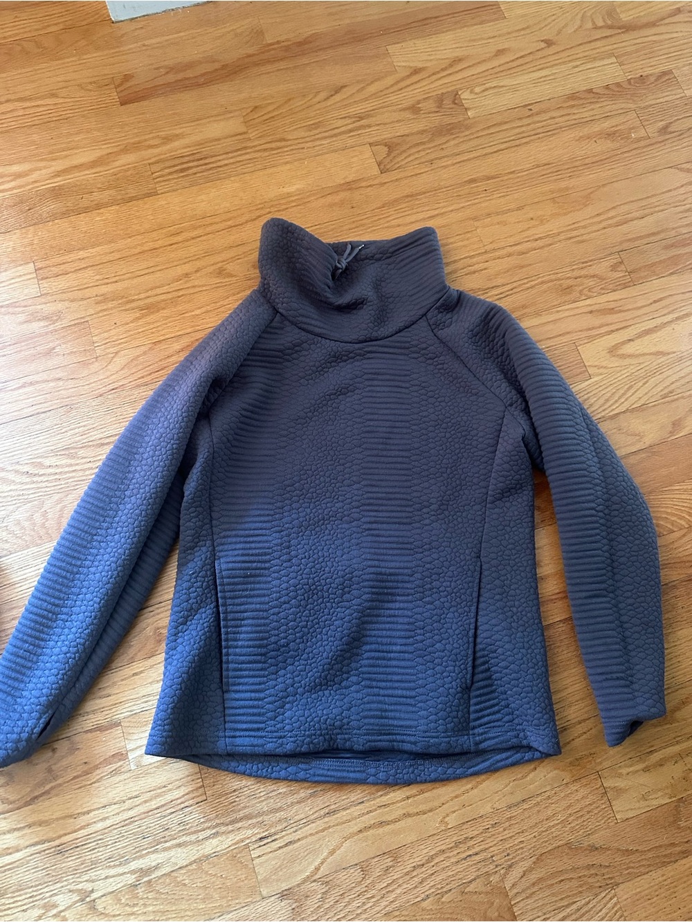 Women's Quilted Turtleneck Pullover Sweater - Charcoal